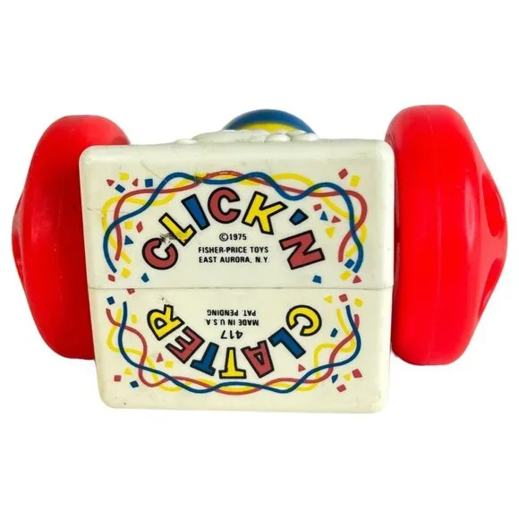 Vintage 1975 Fisher Price Click N Clatter #417 Car & Little Big People Baby Toy - Picture 4 of 11